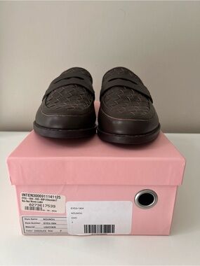 Woven Chocolate Brown Leather Penny Loafers